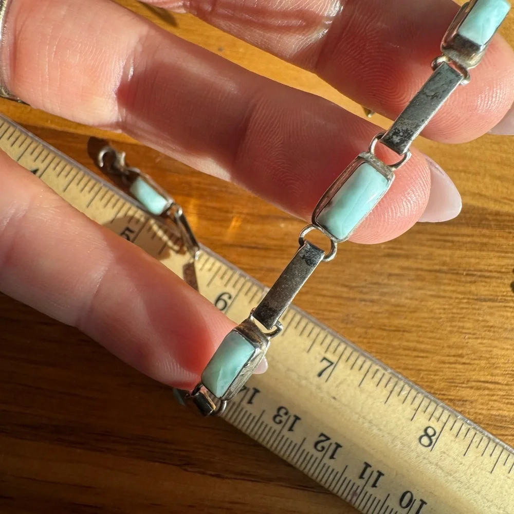 Sterling Silver and Larimar Bracelet 6.75